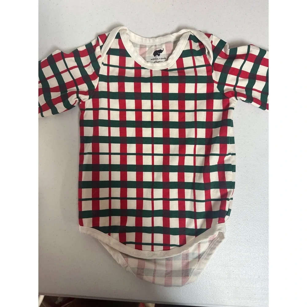 Baby Bodysuits Lot of 3 12-18M Christmas/Plaid/Vegetable